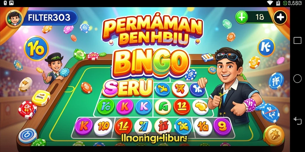 Tampilan gameplay seru di FILTER303 dengan kartu Bingo.