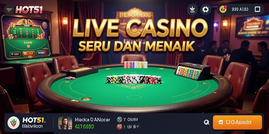 Screenshot gameplay HOT51 menampilkan suasana Live Casino yang menarik.