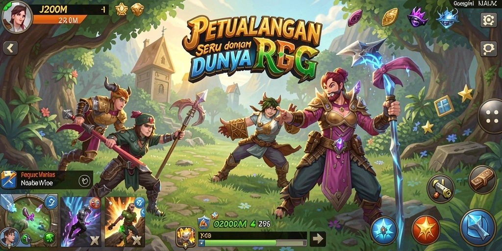 Tampilan mendebarkan dari permainan RPG J200M yang penuh aksi.