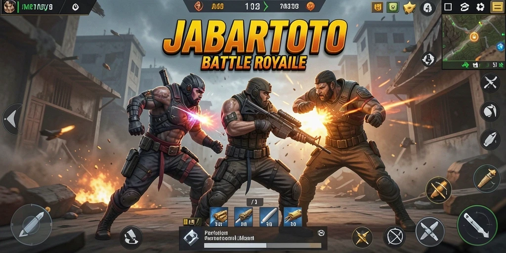 Gameplay seru dalam JABARTOTO saat bermain Battle Royale.