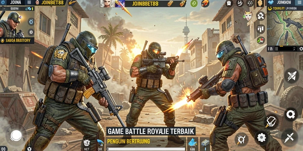 Gameplay seru JOINBET88 dengan pertarungan Battle Royale yang intens.