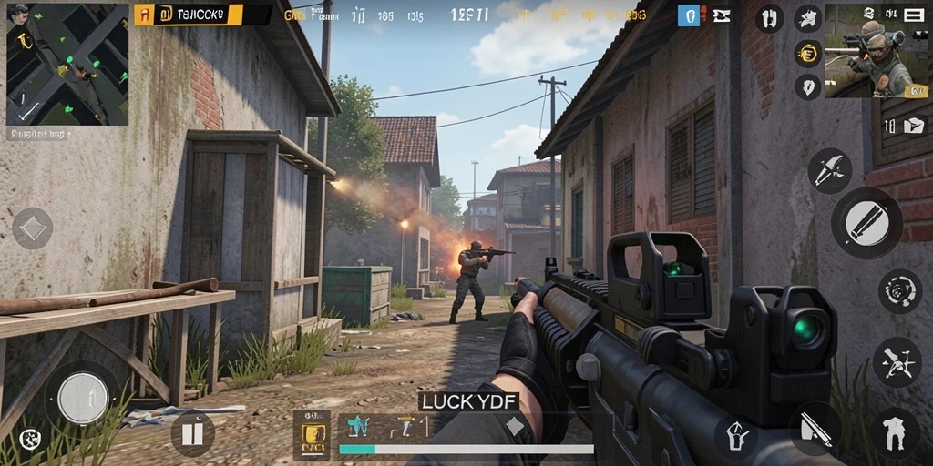Screenshot gameplay LUCKYDF menampilkan pertarungan intens dan grafis menawan.