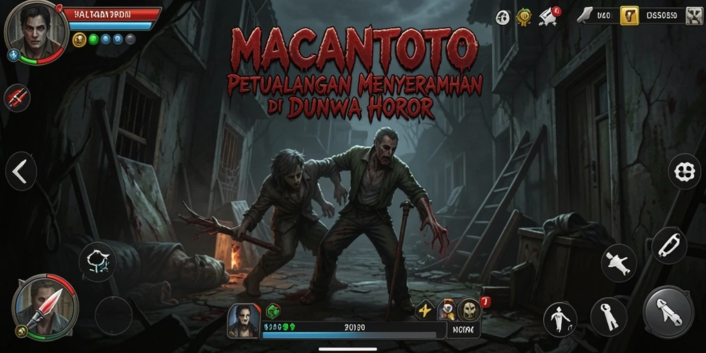 Screenshot utama menunjukkan gameplay mendebarkan dalam suasana horor.