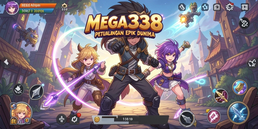 Tangkapan layar menampilkan karakter anime dalam pertempuran epic.