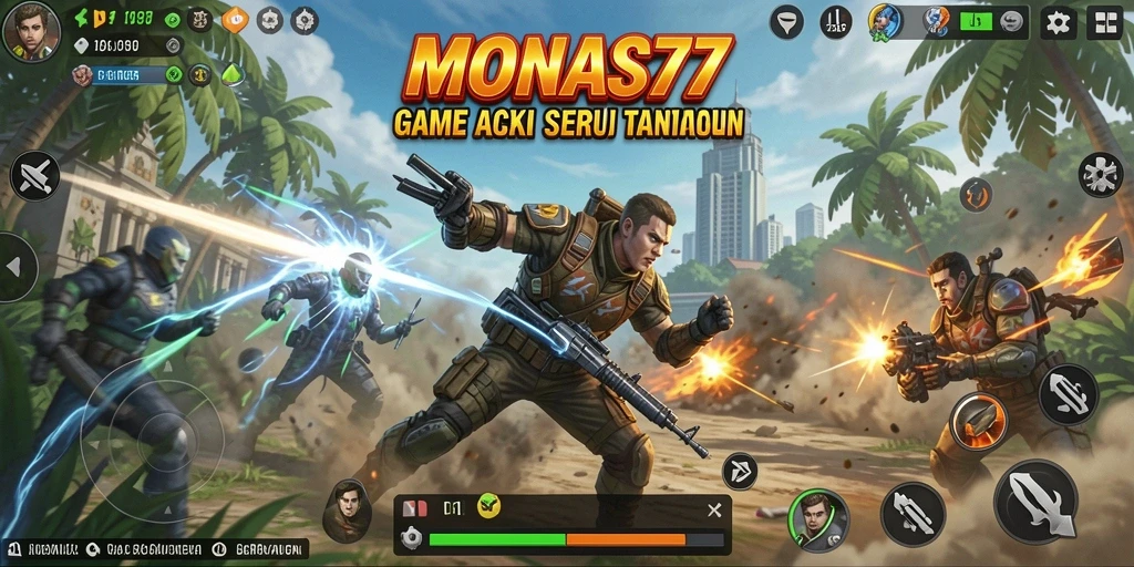 Tampilan menangkap serunya gameplay MONAS77 yang penuh aksi.