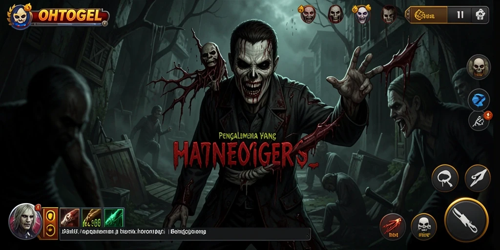 Screenshot gameplay OHTOGEL menunjukkan suasana horor yang menegangkan.