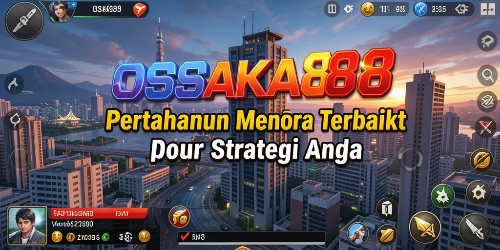 Tangkapan layar menunjukkan gameplay Tower Defense yang intens di OSAKA88.