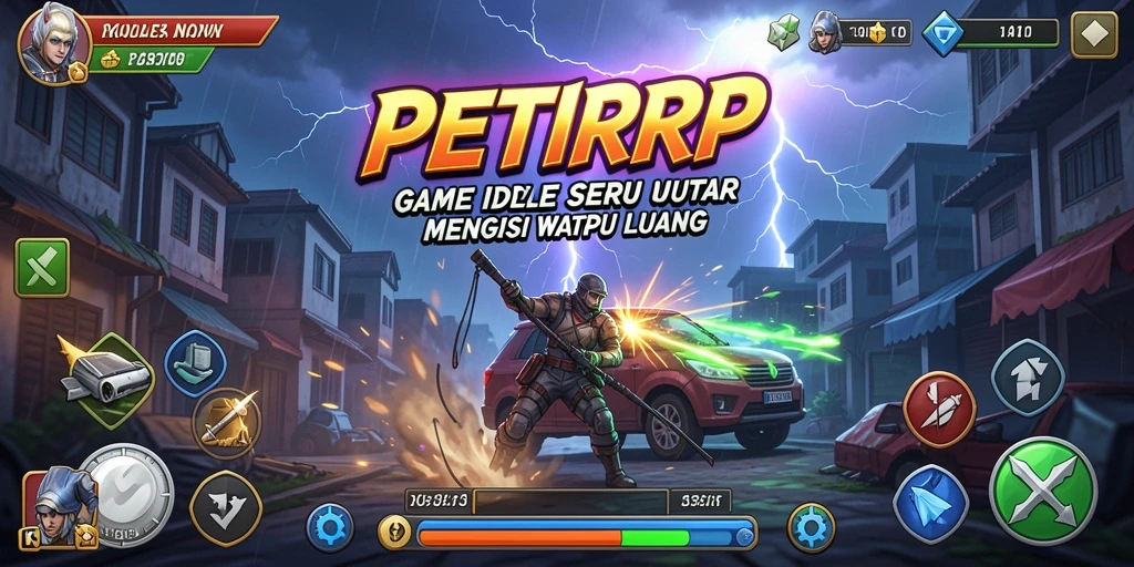 Screenshot utama PETIRRP menampilkan gameplay Idle yang menawan dan interaktif.