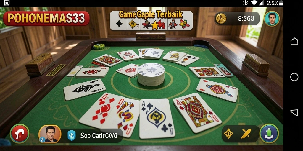 Tampilan seru dalam gameplay Gaple POHONEMAS33.
