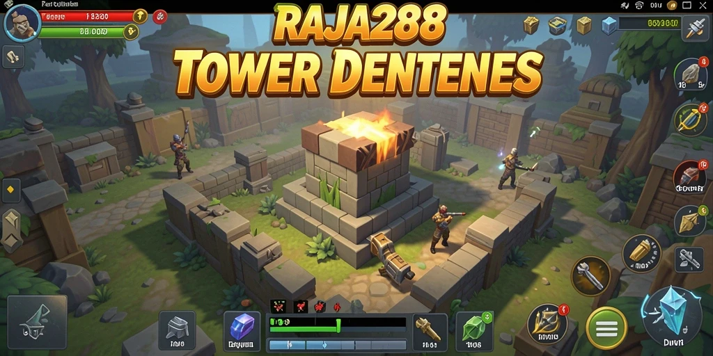 Tampilan gameplay seru di RAJA288 Tower Defense.
