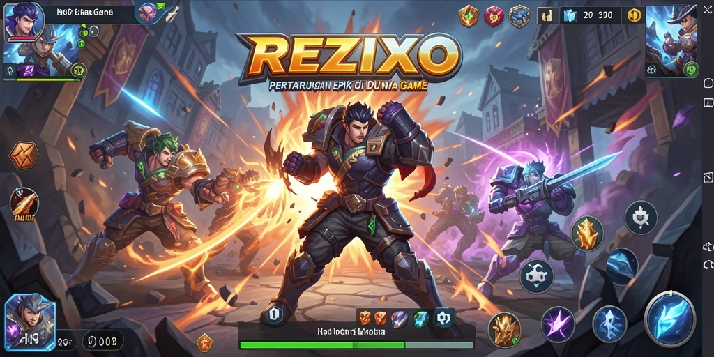 Screenshot gameplay REZIXO menampilkan aksi pertarungan yang mendebarkan.
