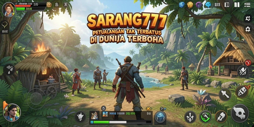 Screenshot menunjukkan pemain menjelajahi dunia luas SARANG777.