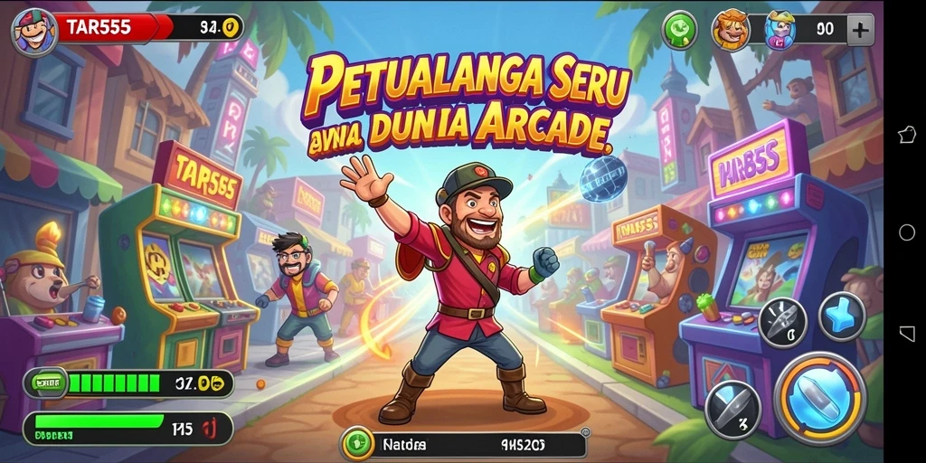 Tangkapan layar TAR555 menunjukkan gameplay arcade yang seru.