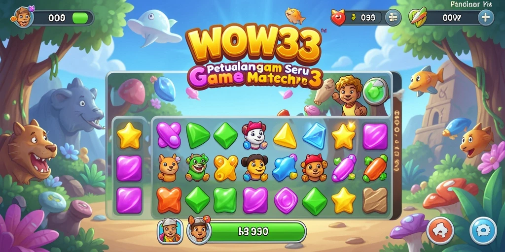 Tampilan gameplay WOW33 dengan kombinasi warna-warni yang menarik.